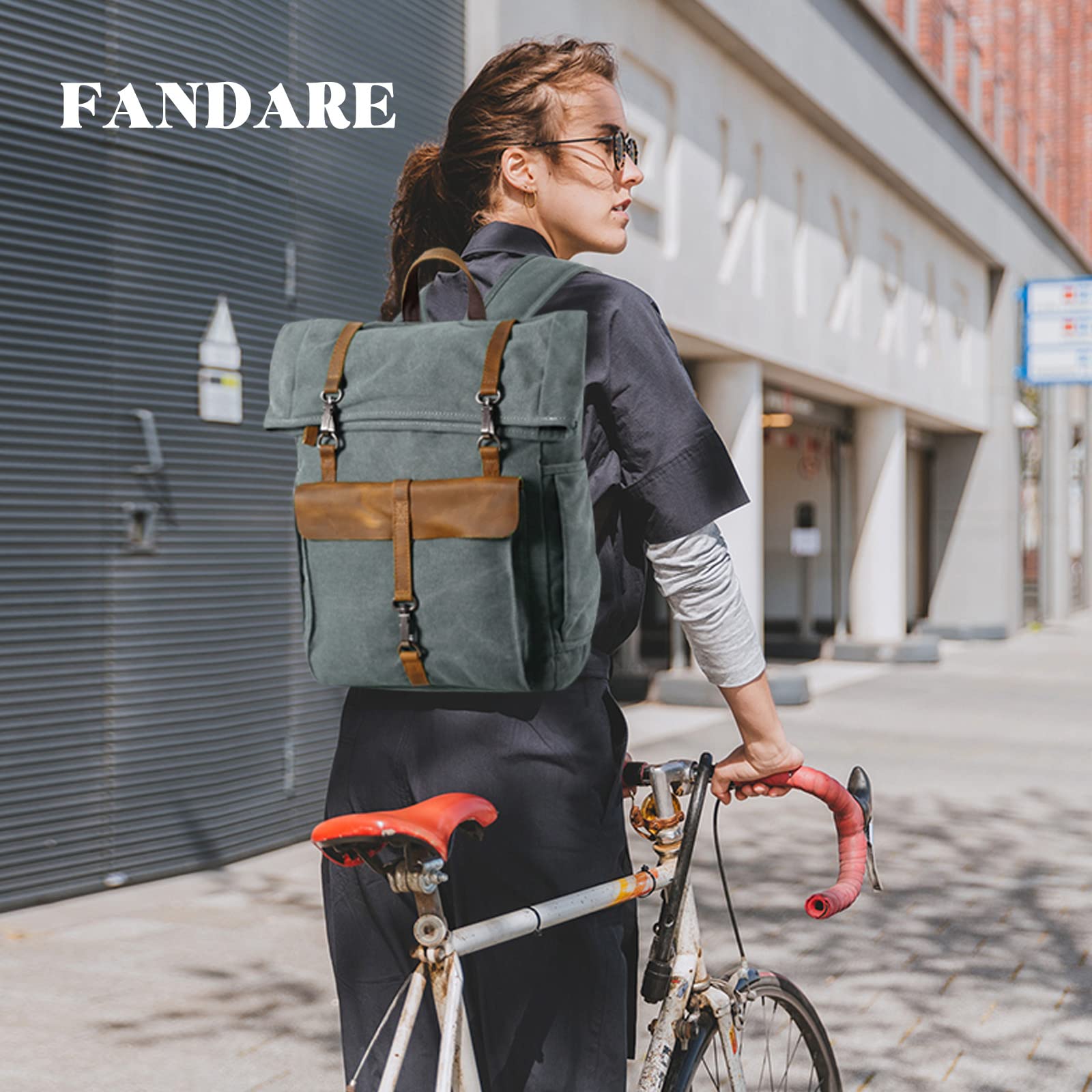 Fandare Retro Rolltop Backpack Canvas - Dettaglio