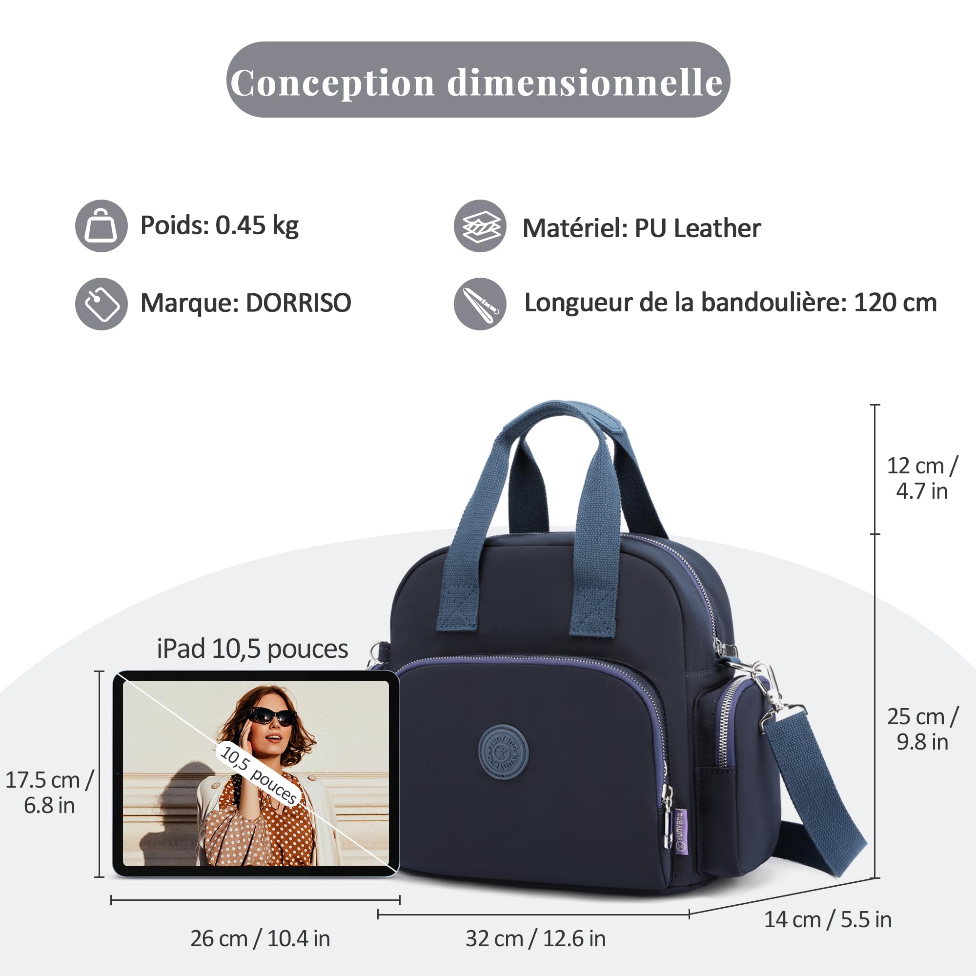 Femmes Sac à Main Mode Bandoulière Sacs Femme Sac à Dos Imperméable Messenger Sac Port de Chargement USB Travailler Voyage Décontracté Quotidien Toile Sac Bandoulière