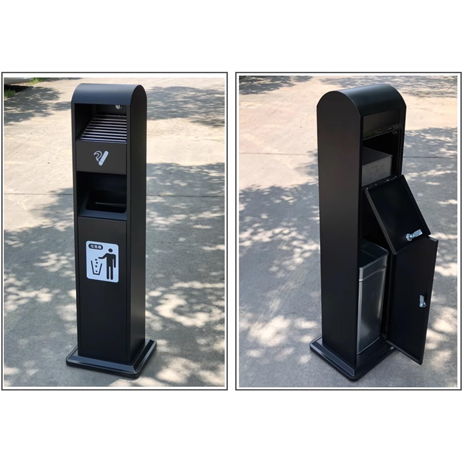 Standascher For Den Außenbereich, Standaschenbecher Mit Mülleimer, Großes Fassungsvermögen, Gewerblicher Behälter Zur Entsorgung Von Zigarettenstummeln, For Außenterrassen(Nero)
