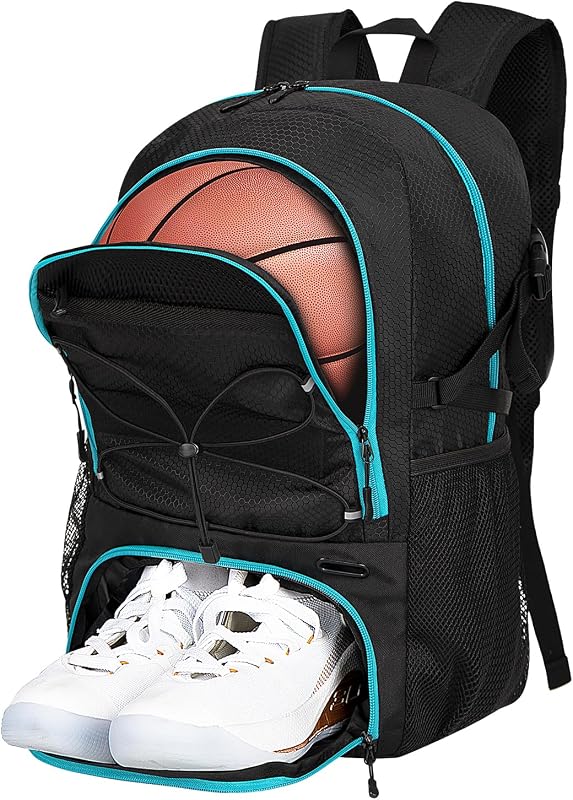 Mochila deportiva de 30 litros con compartimento para pelotas y bolsillo para zapatos ventilados, bolsa de fútbol y baloncesto para jóvenes, niños y niñas
