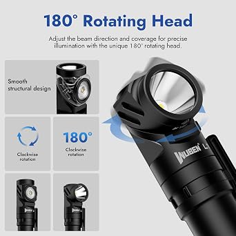 WUBEN L1 Rechargeable Flashlight High Lumens, 2000 Lumen Bright Tactical Flashlight, Dual Light Sources Pocket Flashlight, IP68 Waterproof Magnetic Camping Flashlight for Home Outdoors Emergency (P9)