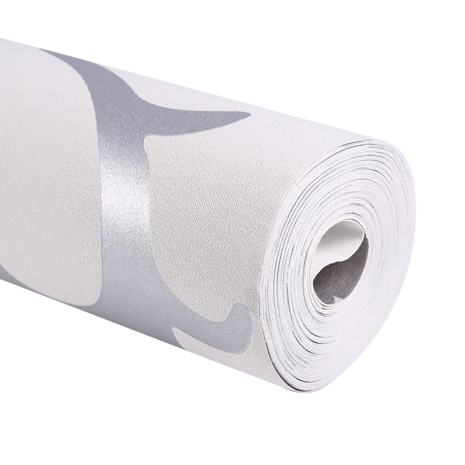 Cikonielf Modern minimalistisch vliesbehang 3D met barok patroon behangrol voor woonkamer slaapkamer 9,5 m x 0, zilver