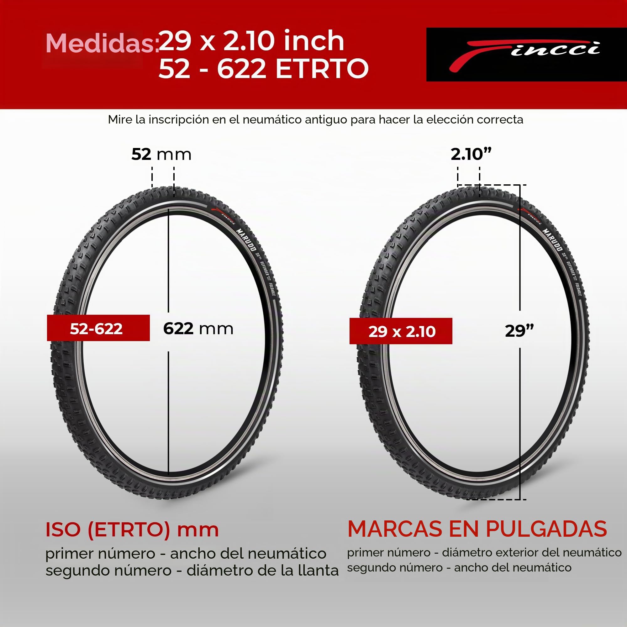 Fincci Cubiertas 29x2.10 Plegable con Banda Reflectante y Protección LVL3