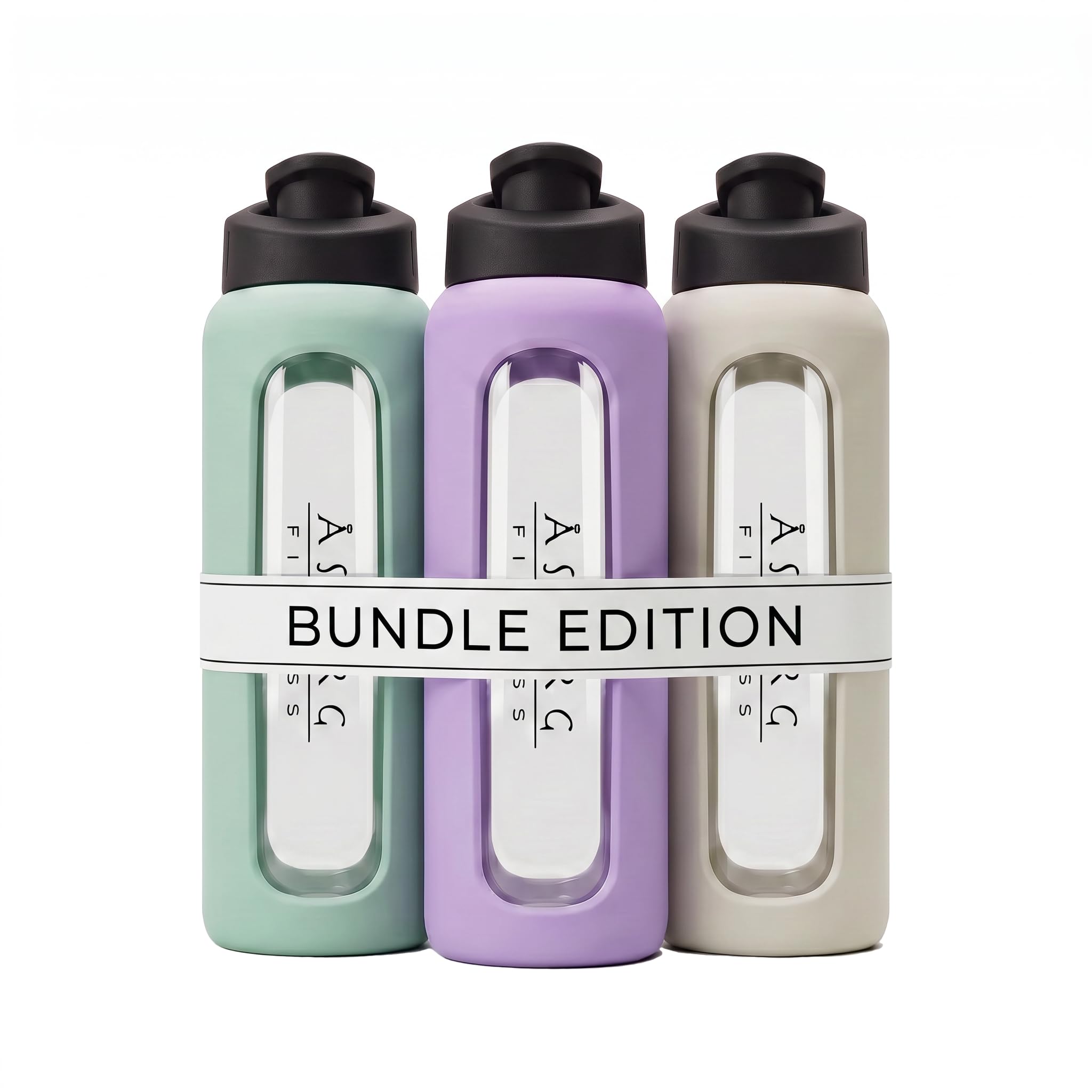 Lot de 3 Shakers Protéinés en Verre – 700ml avec Bille Mélangeuse Spiralée – Pastel Lilas, Vert et Beige – Sans BPA, Étanche, Idéal Fitness & Musculation
