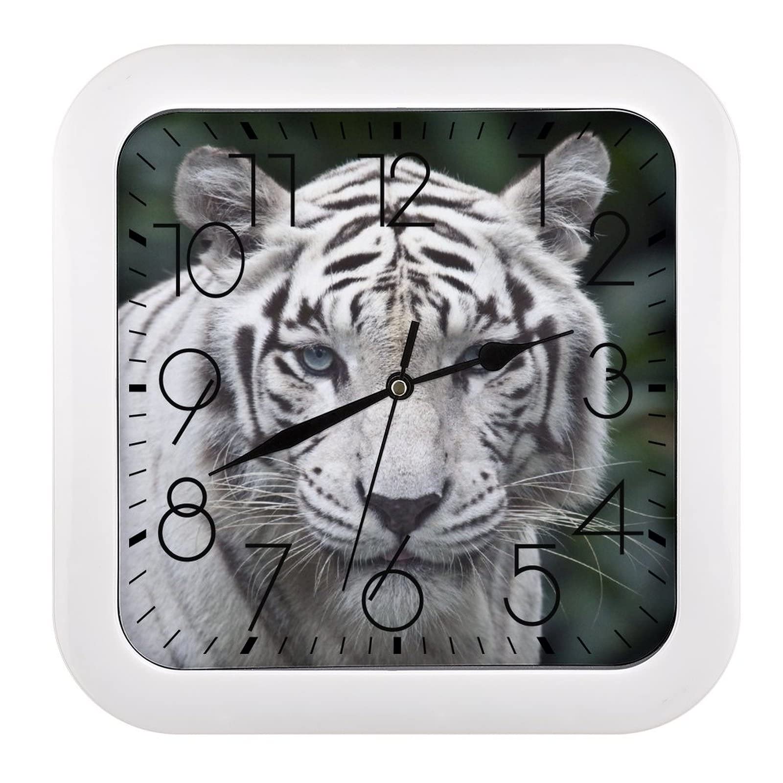 Horloge murale décorative 26cm carrée blanche à grands chiffres