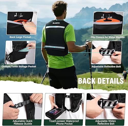 Miniatura 3 de Chaleco para correr para mujeres y hombres, chaleco de hidratación para correr con frasco suave de 16.9 fl oz y bolsillo para teléfono con pantalla