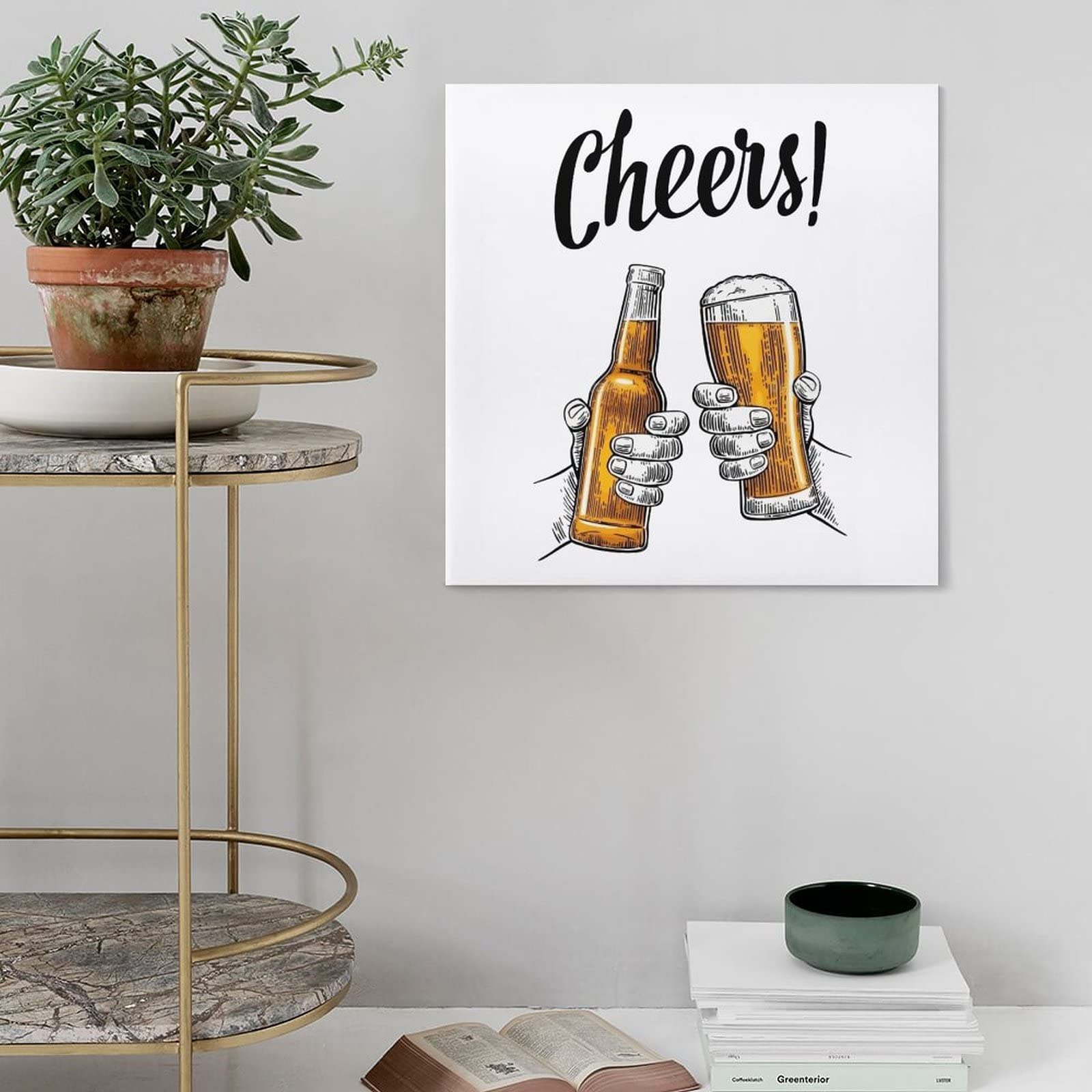 Amazon｜アートパネル ビール 乾杯 イラスト 装飾画 アートフレーム