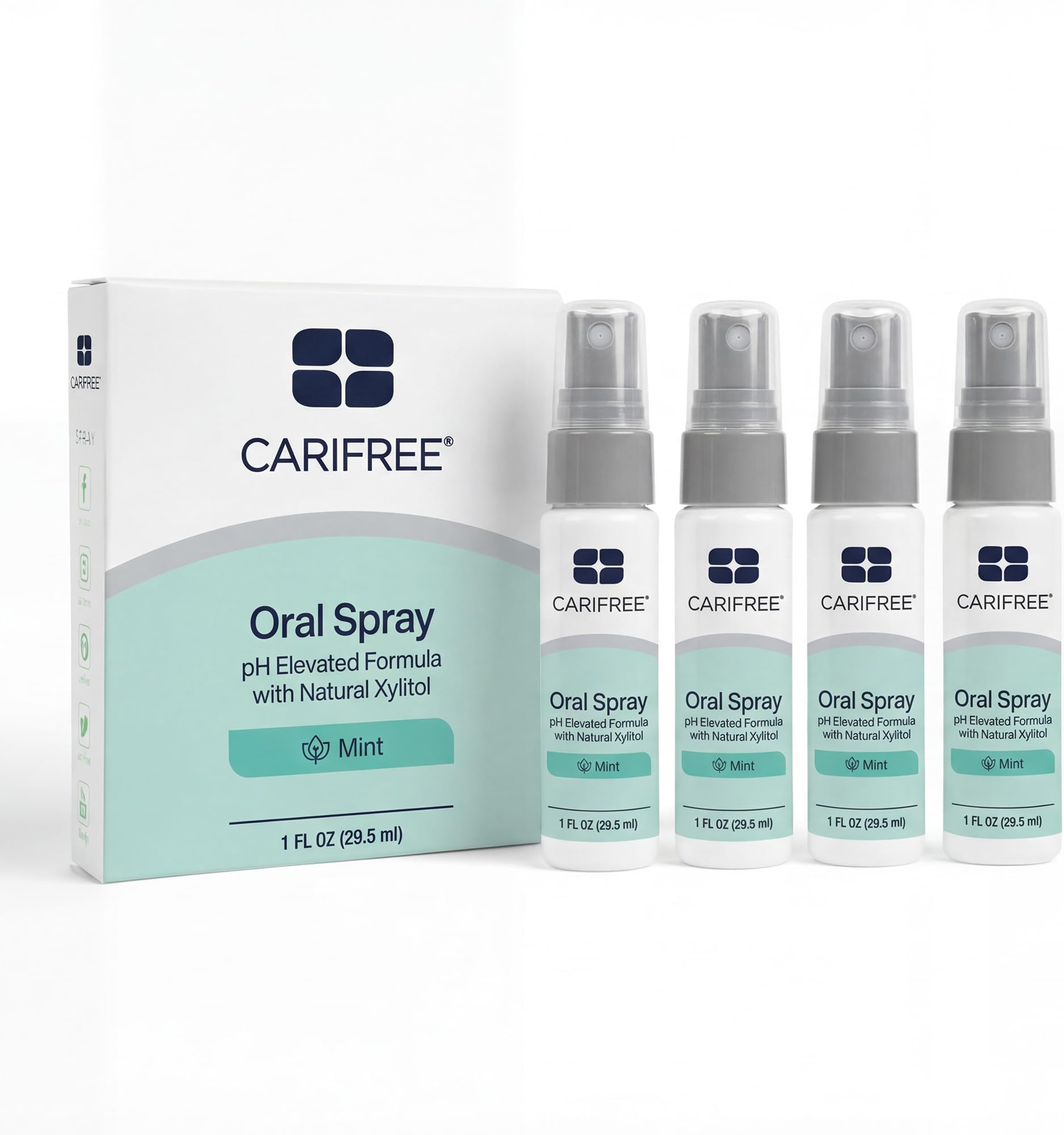 CariFree Oral Spray, Mint Flavored, Xylitol for Moisturization, Neutralizes pH, Fluoride-Free, Freshen Breath, Recommended by Dentists, Dentist Developed, 4 Bottles (1 fl. oz. Each)