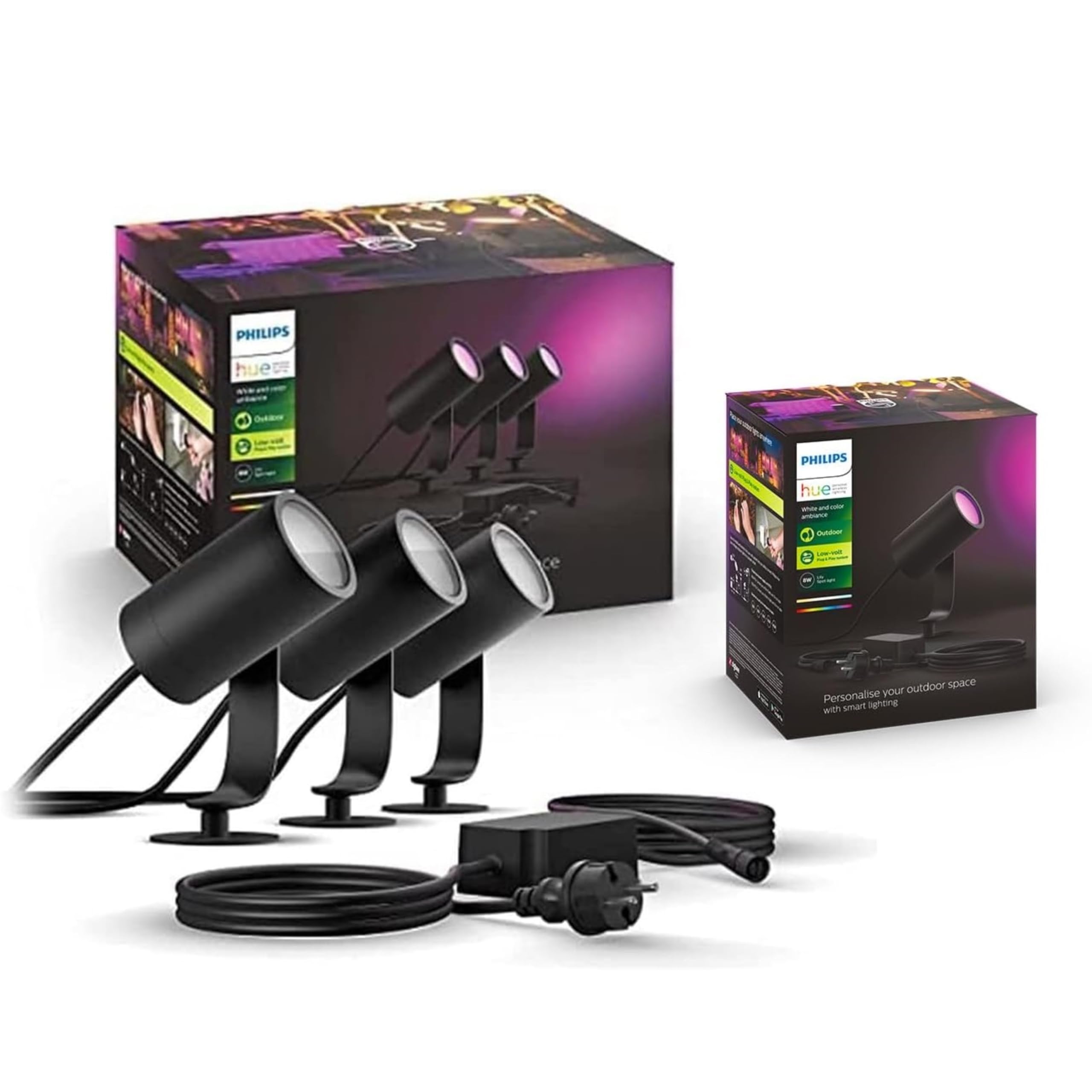 Philips Hue White & Color Ambiance Lily Garden Spot 40W 590lm Noir Pack de 4