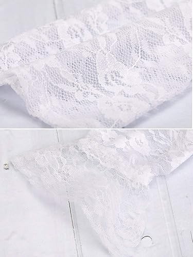 Miniatura 5 de Onwon Guantes de encaje transparentes elegantes para mujer, guantes de verano de cortesía, Blanco, M
