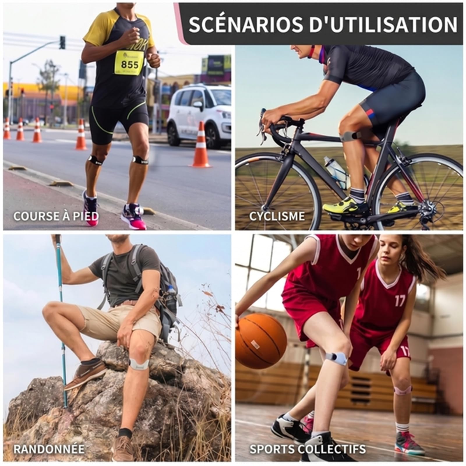 Qilova Genouillère Rotule Ajustable Maintien Sport Unisexe | Sangles réglables, maintien stable, tissu respirant, confort quotidien pour le sport et l'entraînement