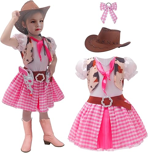 Miniatura 4 de Disfraz de vaquera para niñas, disfraces de Halloween, disfraz de niña occidental, juego de rol de vaquera con bandana, sombrero de vaquero