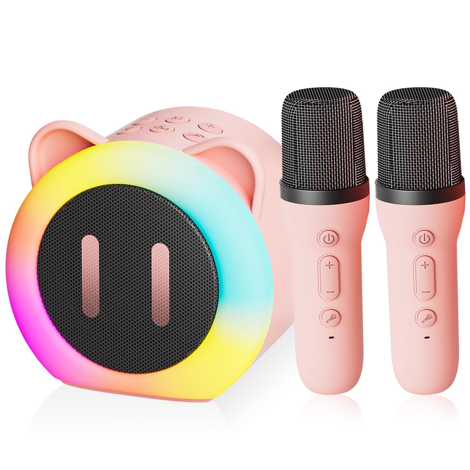 Karaoke Enfant, Enceinte Karaoke 2 Micro sans Fil, Cadeau Fille 3 4 5 6 7 8 9 10 11 12 Ans, Micro Karaoke avec Éclairage LED Amusant et Haut Parleur Intégré