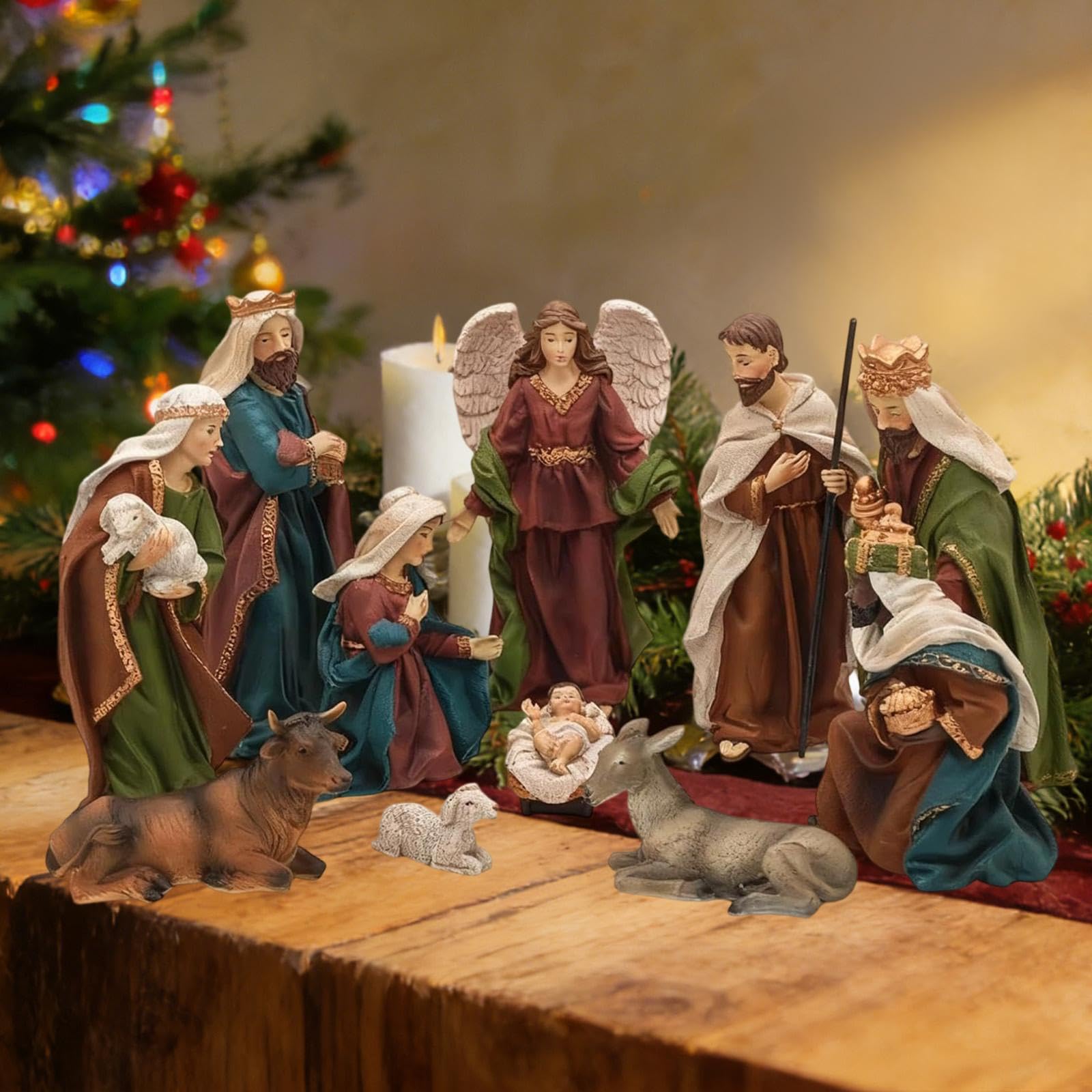 Ensemble de Figurines en Résine pour La Crèche de Noël, Statue de