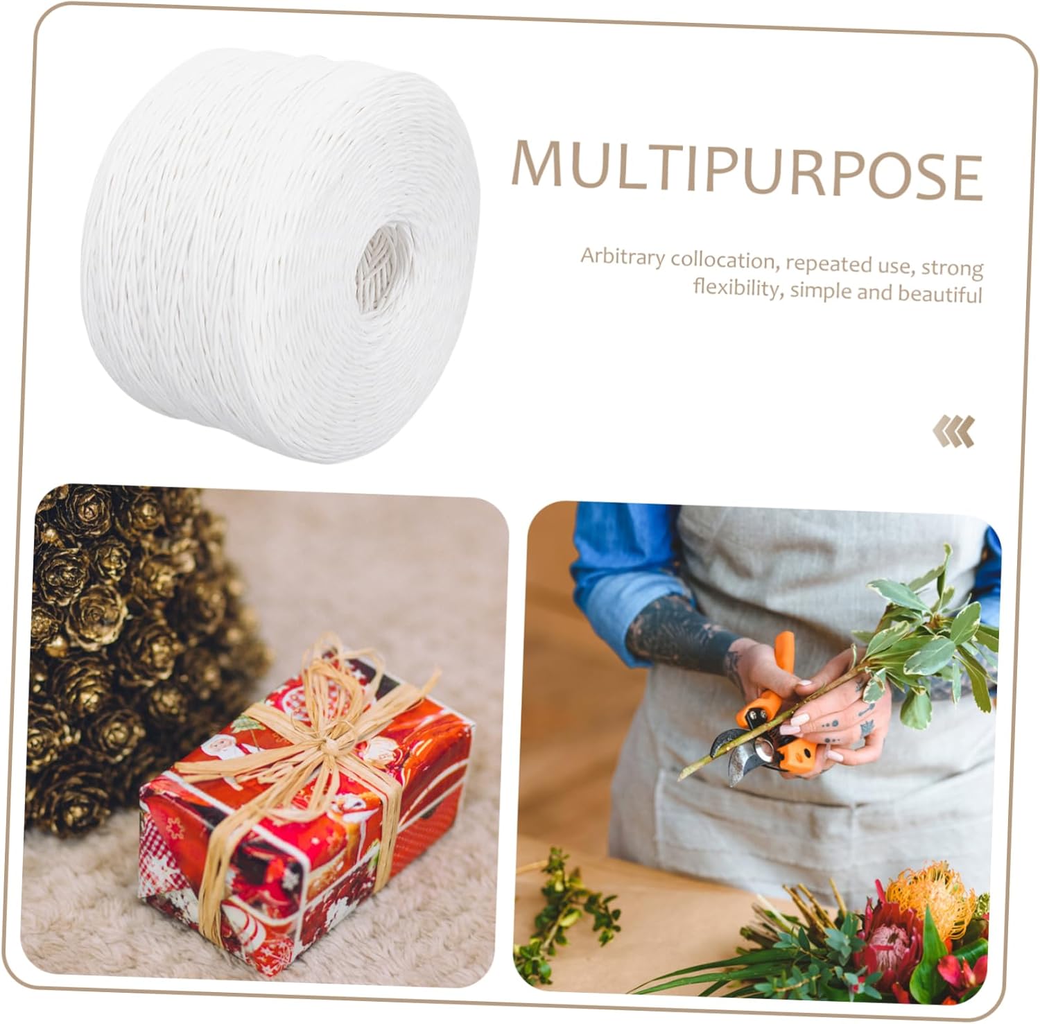 VILLFUL Elegant Kraft Paper Rope Handmade Paper for Wrapping DIY Craft Packing Rope