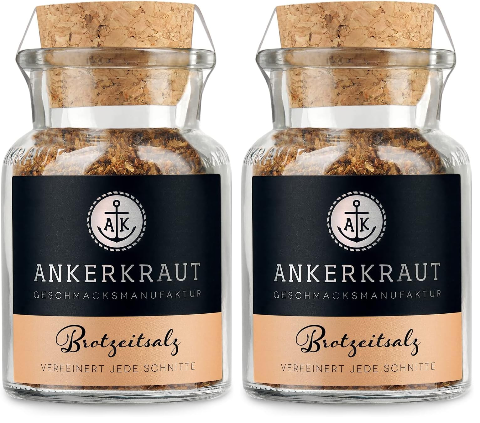 Ankerkraut Brotzeit Salz, Deutscher Gewürz Klassiker zu Brot, Käse und Wurst, Perfekte Lunchbox für Kinder, Essen mit der Familie, zuckerfrei, ohne Geschmacksverstärker, 105 g im Korkenglas