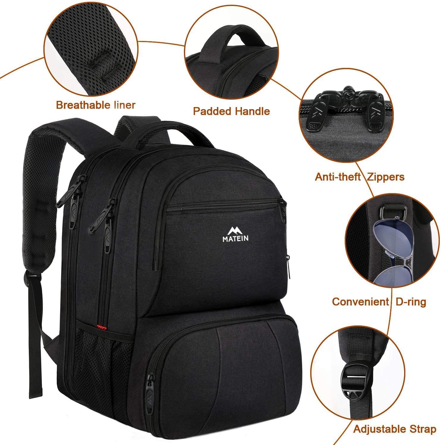 MATEIN Lunch Backpack for Men, 18 Inch Large Insulated Backpack Cooler with Lunch Compartment, Water Resistant Laptop Back pack with Lunch Box Bag for Work Travel Business College Picnic