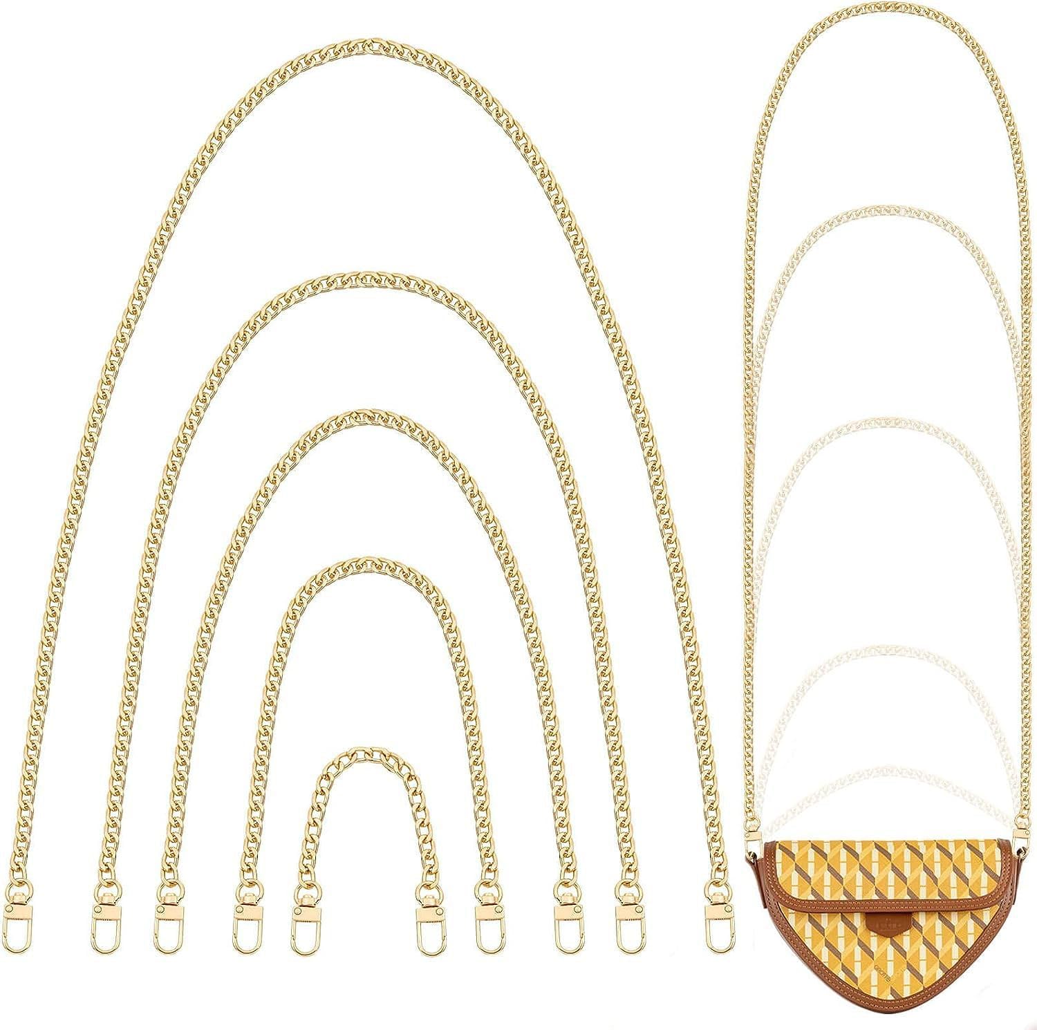 Fabme Gold Plated Purse Chain, 5PCS Crossbody Chain Strap, Gold Belt Chain, Chain Replacement Accessories, Purse Extender Strap for Crossbody Bags, Purses, Handbags - 5 Sizes-image-10