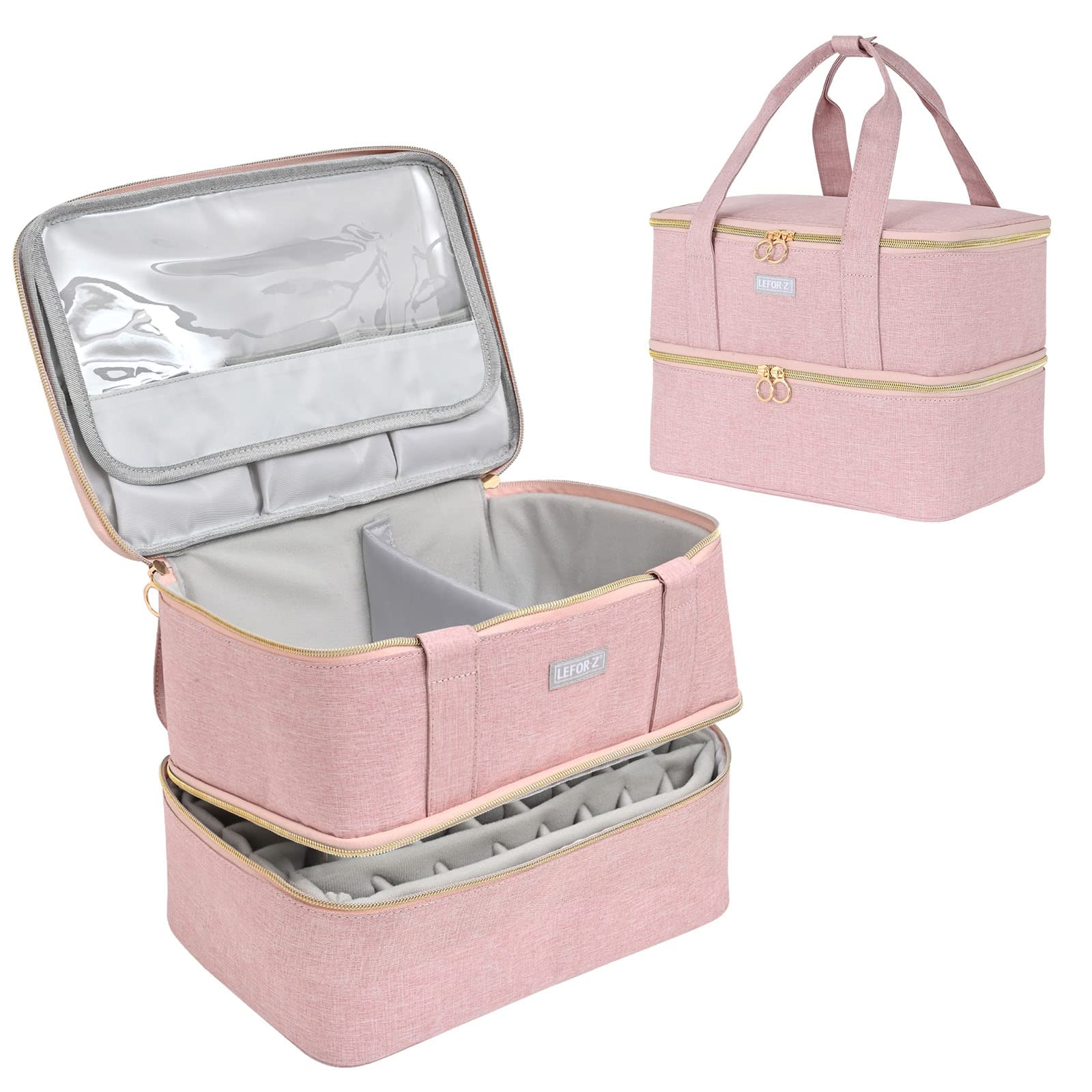 LEFOR Z Nail Polish Organizers and Storage Double-Layer Nail Supplies Carrying Case Bag Holds 40 Bottles 15ml-0 5