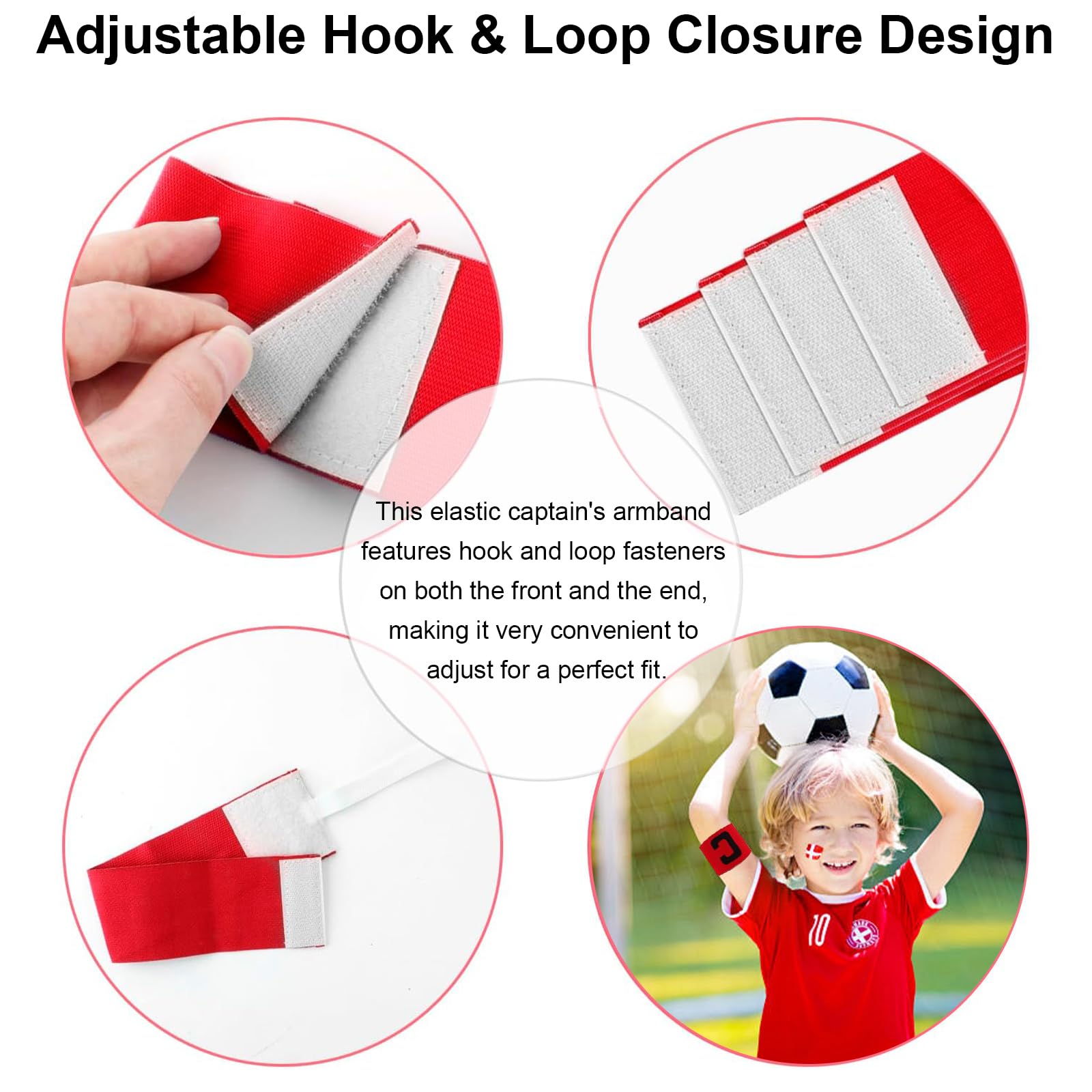 RobLuX Captain voetbalarmband, 6 stuks, Captain voetbal
