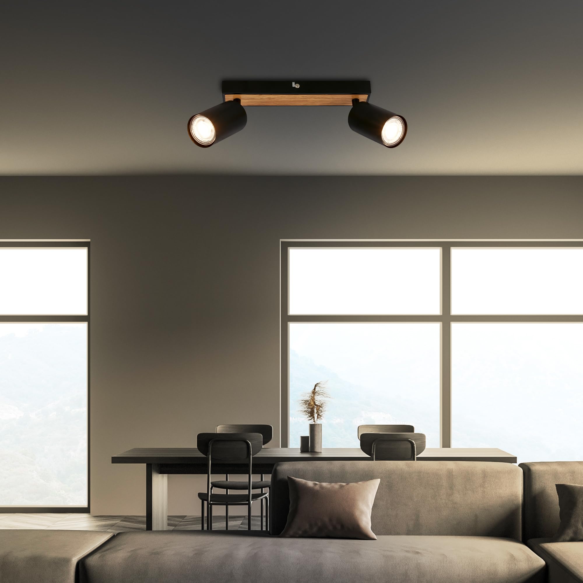BRILONER, LED Ceiling Spotbar, 2 x GU10 max 9W, Adjustable Ceiling Spot Lights, Living Room, Kitchen Lights - Image 3