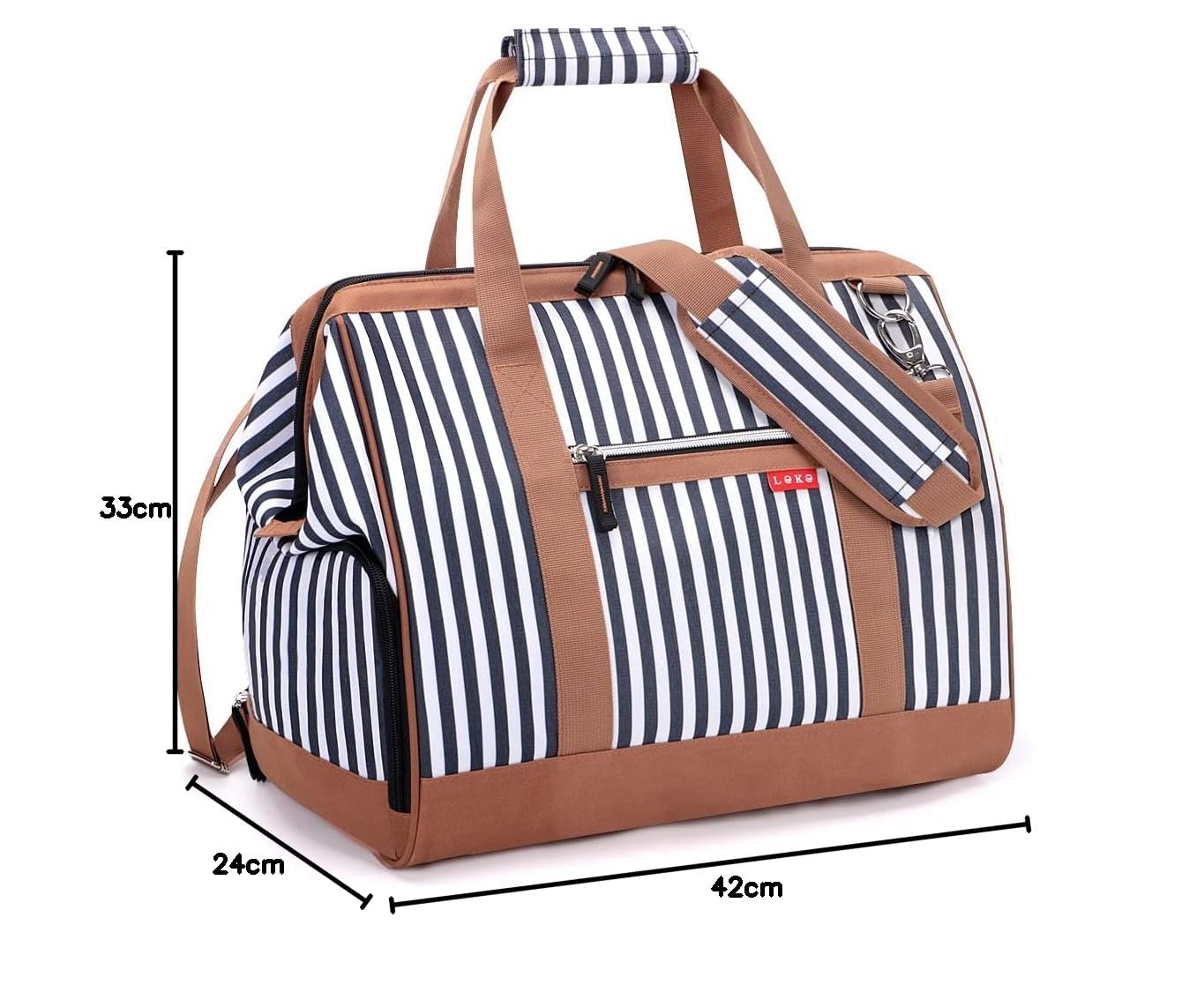Lekesky - Sac de voyage Weekender pour femme - Petit sac de sport - Avec compartiment à chaussures, bleu à rayures, 33L