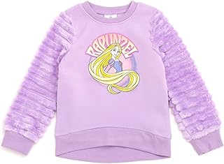 Disney Girls Fleece Sweatshirt with Faux Fur Sleeves Toddler to Big Kid Sizes (2T - 14-16)