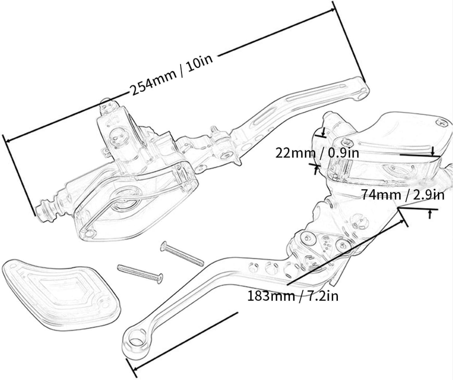 Akozon Universal Motorcycle 7/8" 22mm Handlebar Brake Clutch Lever with Master Cylinder Reservoir for Motorcycle Scooter Dirt Bike to Left & Right, 1 Pair