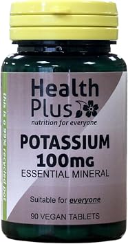 Health Plus Potassium 100mg Mineral Supplement - 90 Tablets, in a Planet-Friendly 99% Recycled Pot