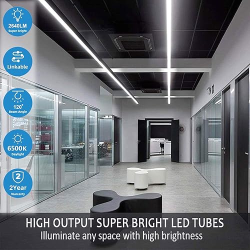 Miniatura 7 de Luminaria de tienda de 4 pies T8 LED , de 24 vatios integrado de T8 LED tubo de luz, luz blanca súper brillante 6500K, cubierta lechosa, con cable