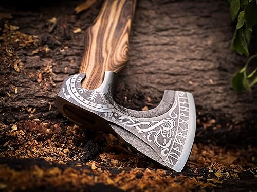 Miniatura 7 de Hacha vikinga de acero al carbono hecha a mano de 18 pulgadas, hacha de lanzamiento, hacha vikinga nórdica, regalo de cumpleaños para él, mango