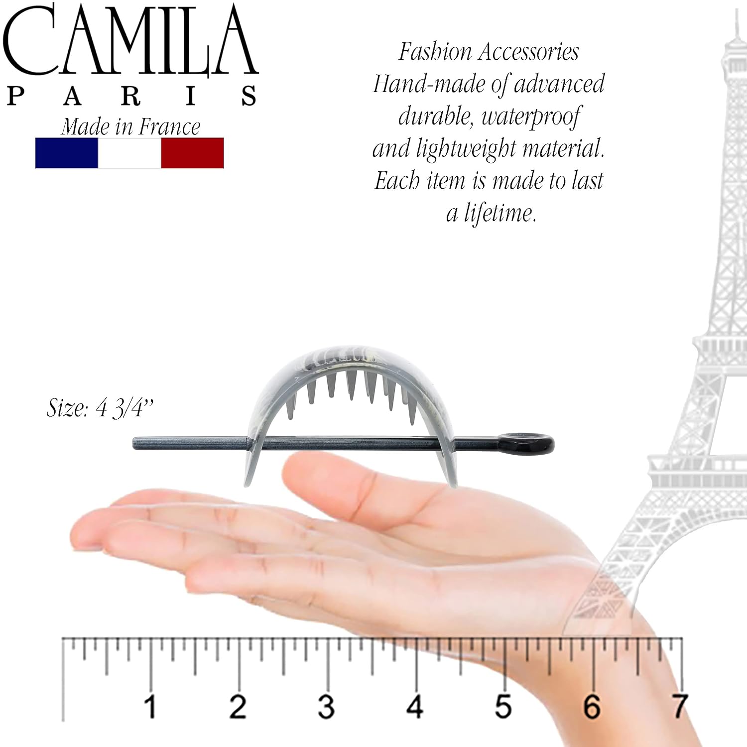 Camila Paris CP3345 French Bun Holder Cover Cap, Blue Hair Updo, Hair Pin Thru, No Slip Strong Hold Hair Clip for Women and Girls, Made in France image 4