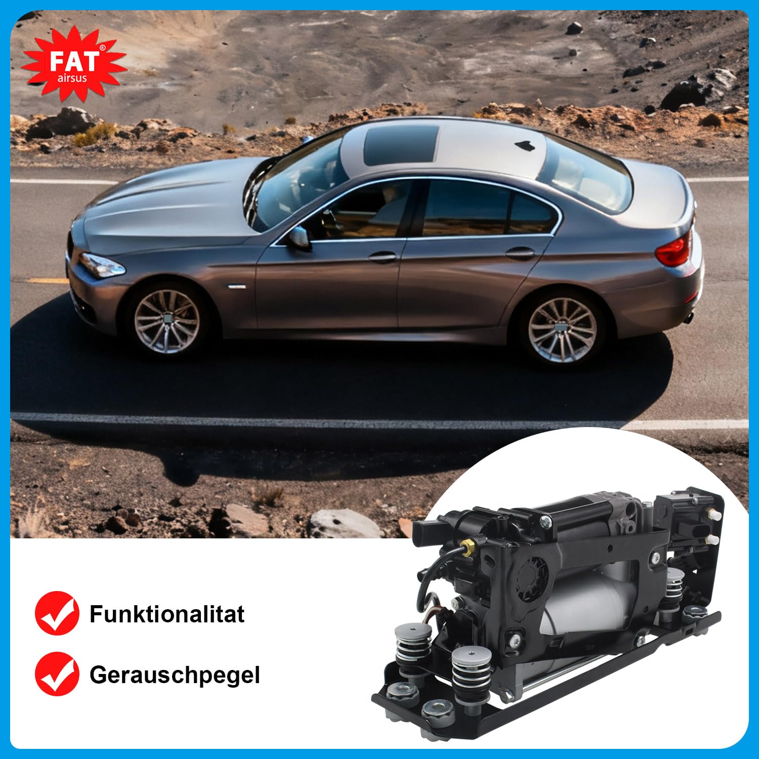 Conjunto de bomba de aire de bloque de válvula de compresor de suspensión de aire con válvula de distribución y soporte compatible con BMW Serie 5 7 F02 F11 37206864215 37206794465