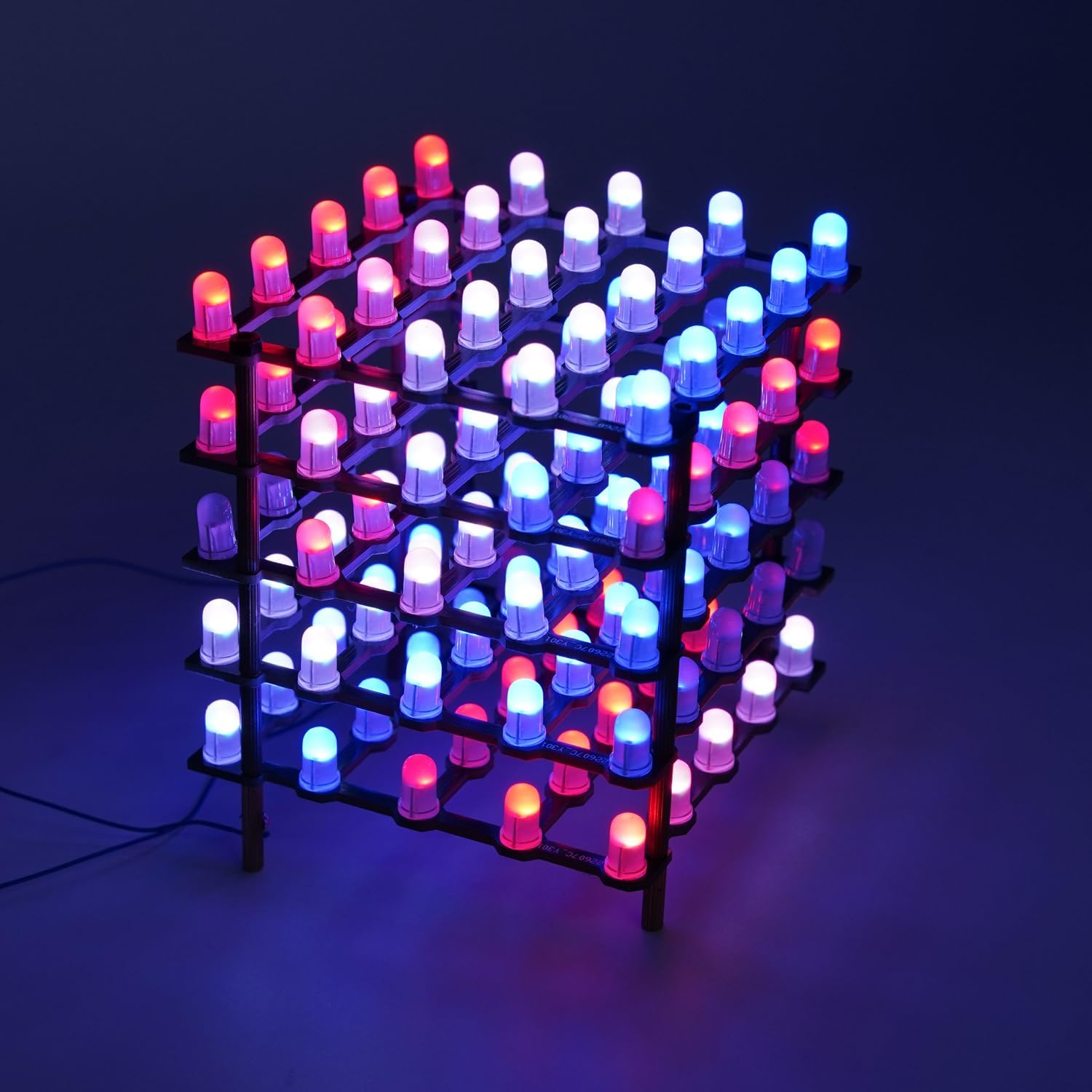 LED Cube displaying red and blue colors