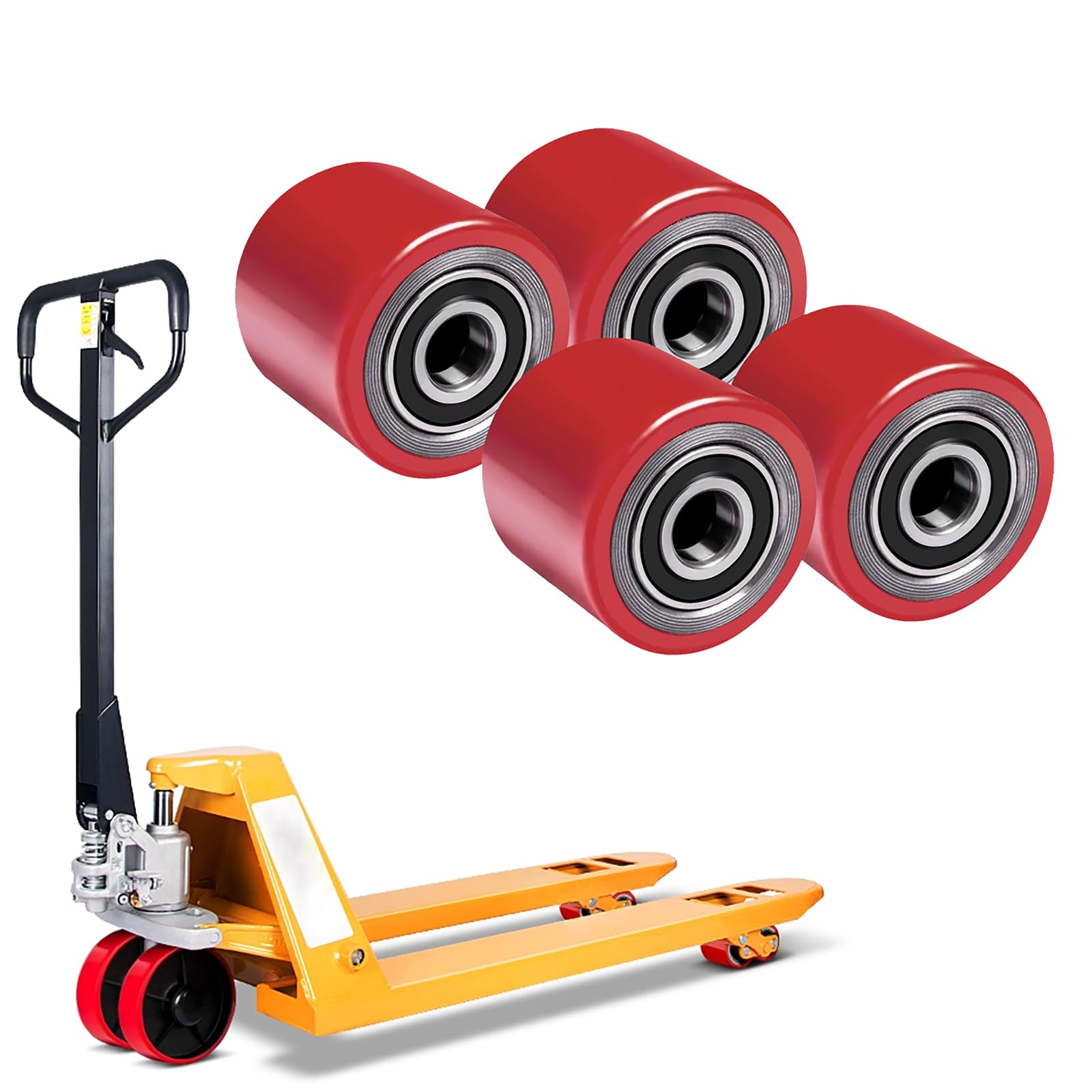 4 Stück 80 x 70 mm Polyurethan Hubwagenrollen Kugellager Räder für Hubwagen Ersatzteilen Ersatzrollen Belastung bis 600 KG