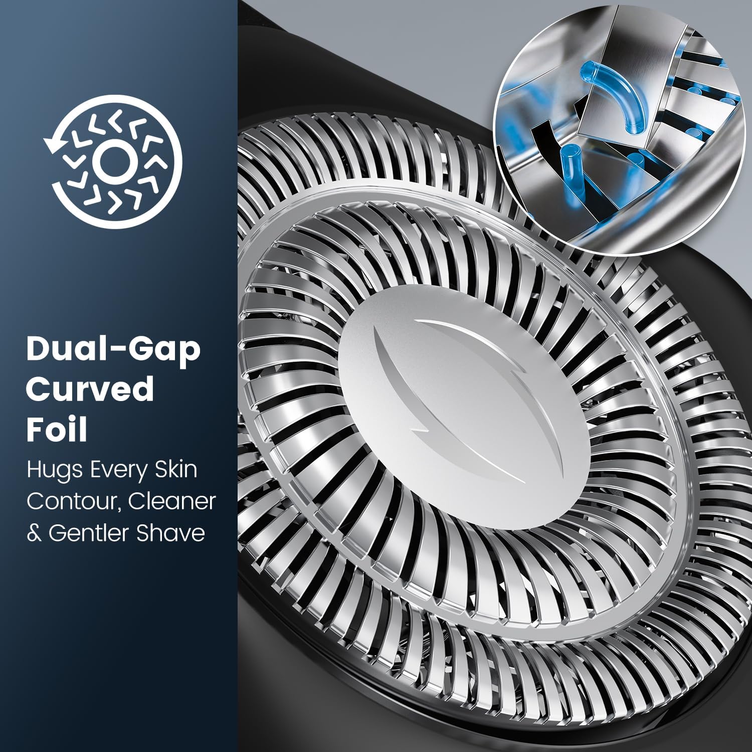 Electric Shaver Razor for Men: Wet/Dry Rotary Shaver with Upgraded Curved Razor Foil, Gentle on Sensitive Skin, 3-in-1 Cordless Shaver for Beard/Nose/Sideburns