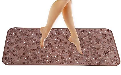 Kuber Industries CTKTC032658 Flower Design PVC Non Slip Bath Mat with Suction Cups (27