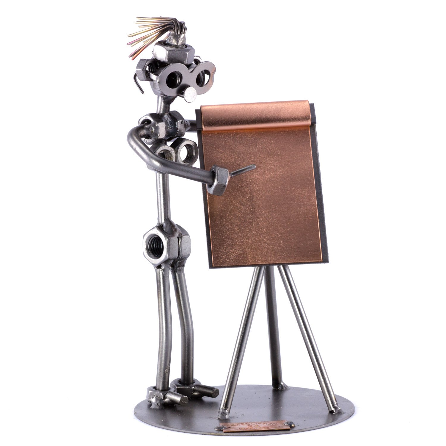 Steelman24 Schraubenmännchen Flipchart Frau | Made in Germany,Handarbeit,Geschenkidee,Stahlfigur,Metallfigur,Metallmännchen