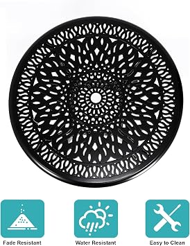 35 Outdoor Patio Table Cast Aluminum Dining Table,All Weather Metal Bistro Round Table with 2.4 Umbrella Hole for Garden,Backyard,Porch,Balcony,Black