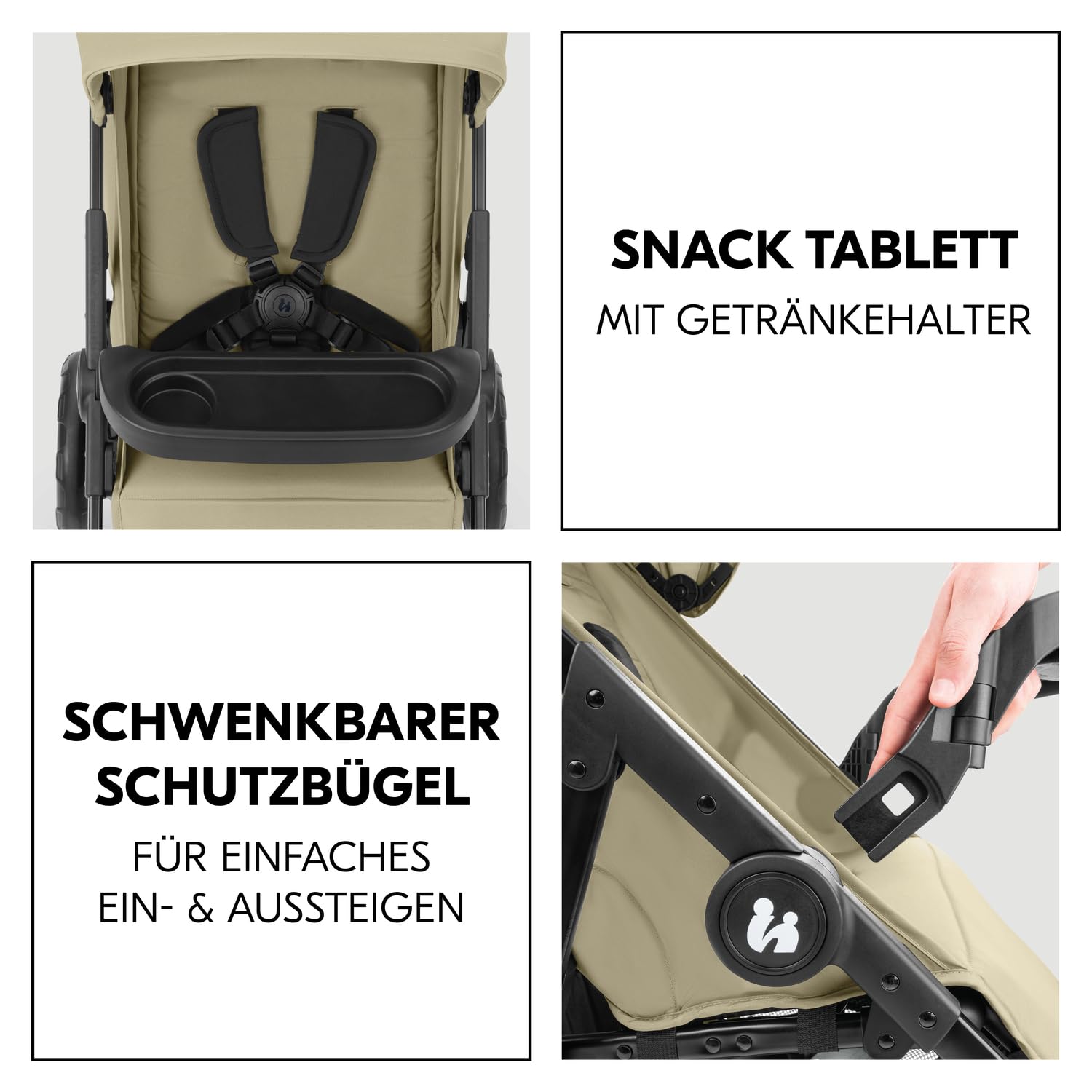 Hauck Shop N Care Travel Set Olive 2in1 Kombikinderwagen ab Geburt bis 22 kg mit i-Size Babyschale Buggy Liegefunktion UPF 50+