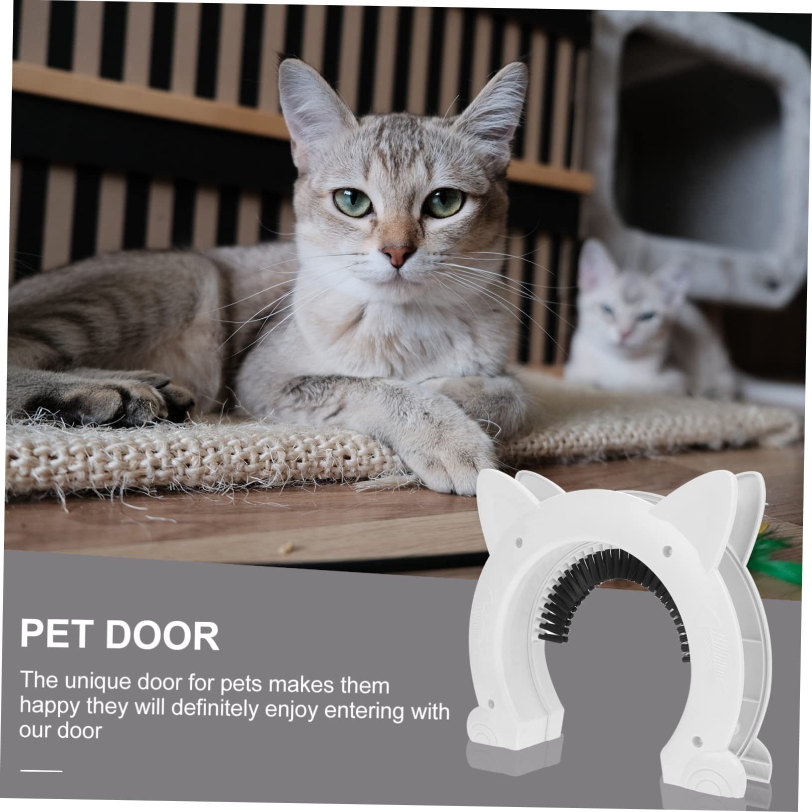 Angoily Abs Material Cat Door Brush Groom Dog Door for Small Pets Durable Easy to Install