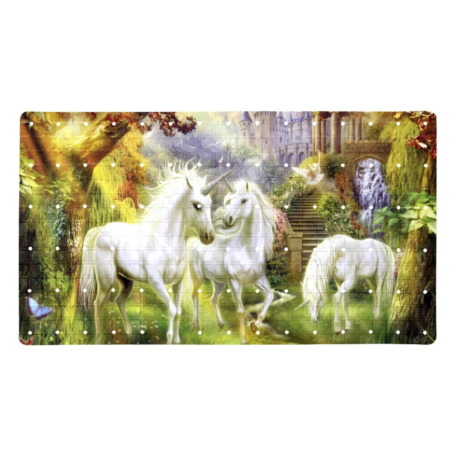 Tapis de bain antidérapant 40x70 cm avec ventouses et motif licorne