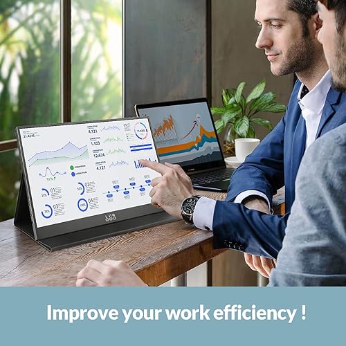 Miniatura 9 de LR Monitor portátil, 15.6 pulgadas, 1080P FHD USB-C HDMI, pantalla IPS HDR ultradelgada con cubierta y altavoz integrado, monitor de viaje para
