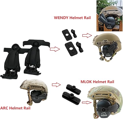 Miniatura 2 de HEARFALCOM Adaptador de riel ARC para casco táctico compatible con orejeras de afeitar Walker's Razor (Walkers Razor, Walkers Razor Digital)