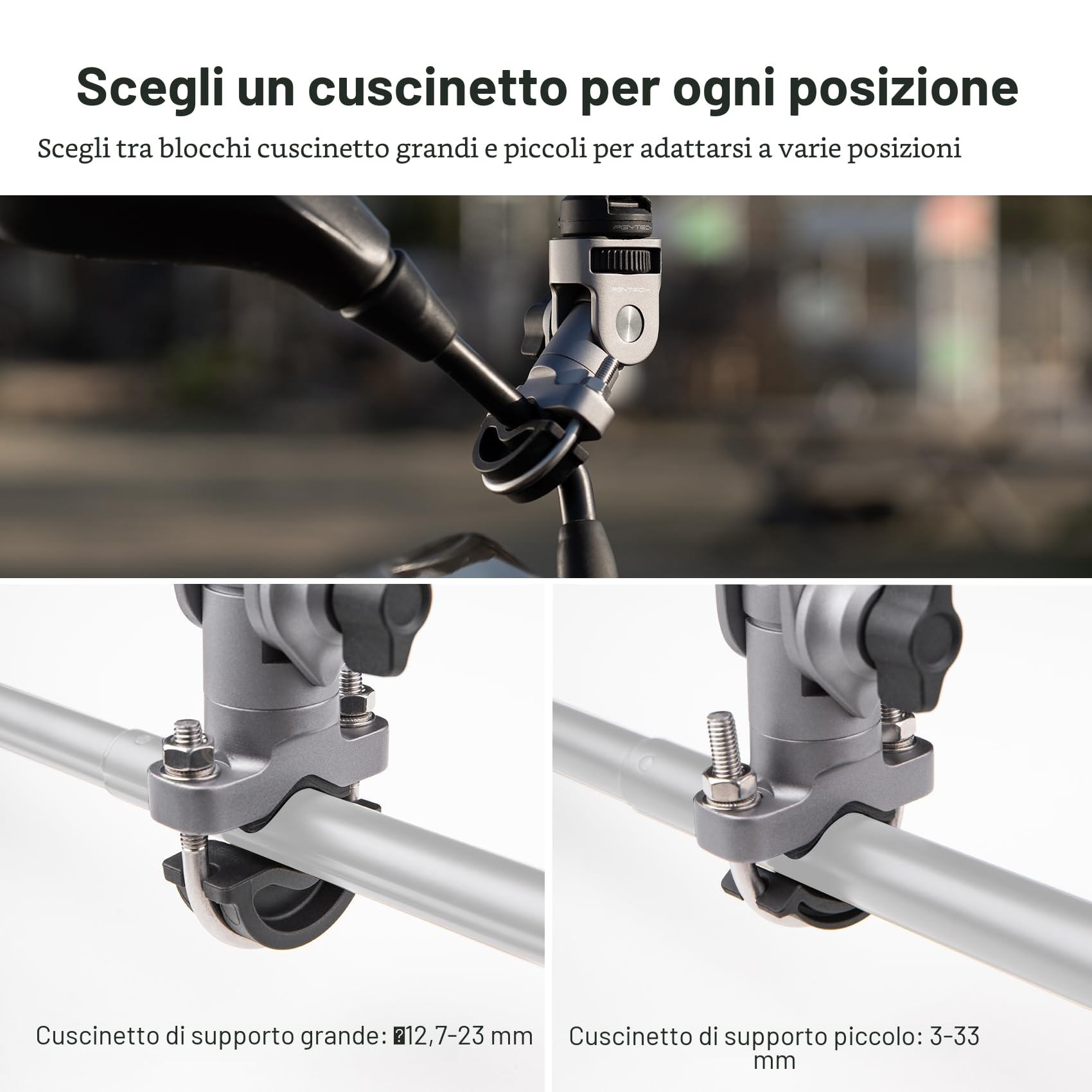 PGYTECH CapLock U-Bolt Montare Staffa in Lega di Alluminio per Insta360 Ace Pro 2/X5/X4, 2 Blocco Cuscino Montaggio Moto Bici con 1/4" Filettatura per Gopro, per DJI Osmo 360/Action/Pocket Accessori