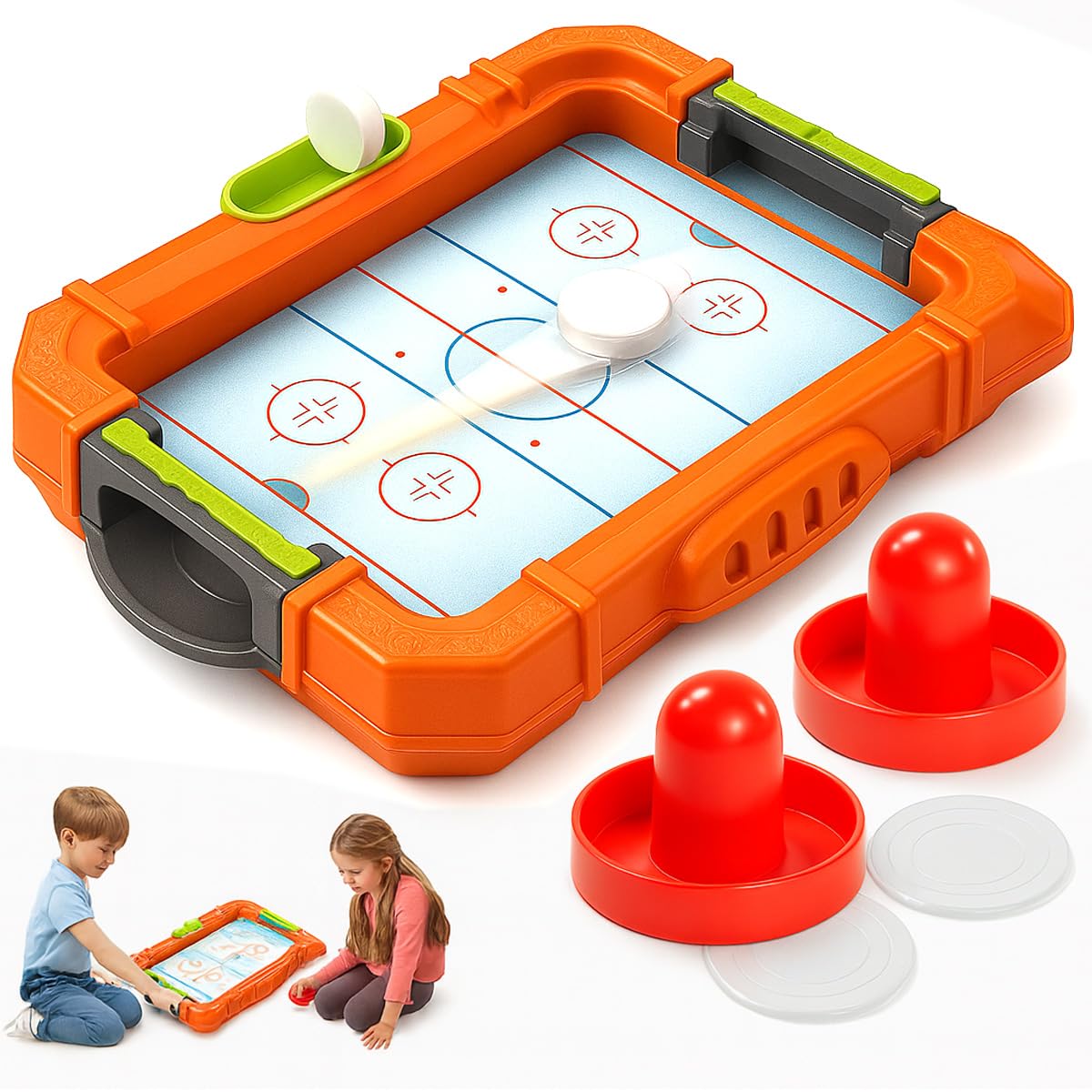 Kidoloop Tabletop Air Hockey Game with 2 Pushers & 2 Pucks, Portable Compact Family Party Table Top Board Game, Desktop Air Hockey Table for Adults & Children 3+ Years — image 1