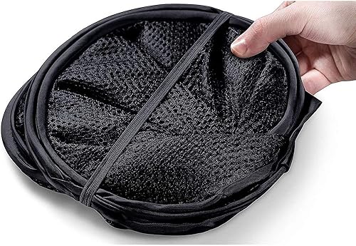 Miniatura 5 de Cesta de ropa de malla emergente de Larpur, cesta de lavandería plegable y portátil para ropa con asa de transporte reforzada (Negro 2 piezas)