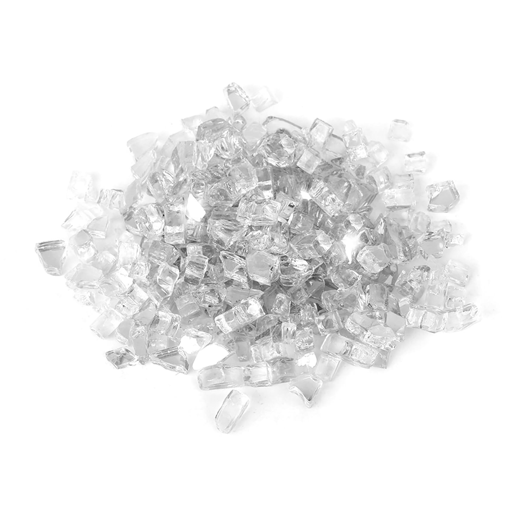 Skyflame High Luster 10-Pound Regular Fire Glass for Fire Pit Fireplace Garden Landscaping Platinum 1/2" Size