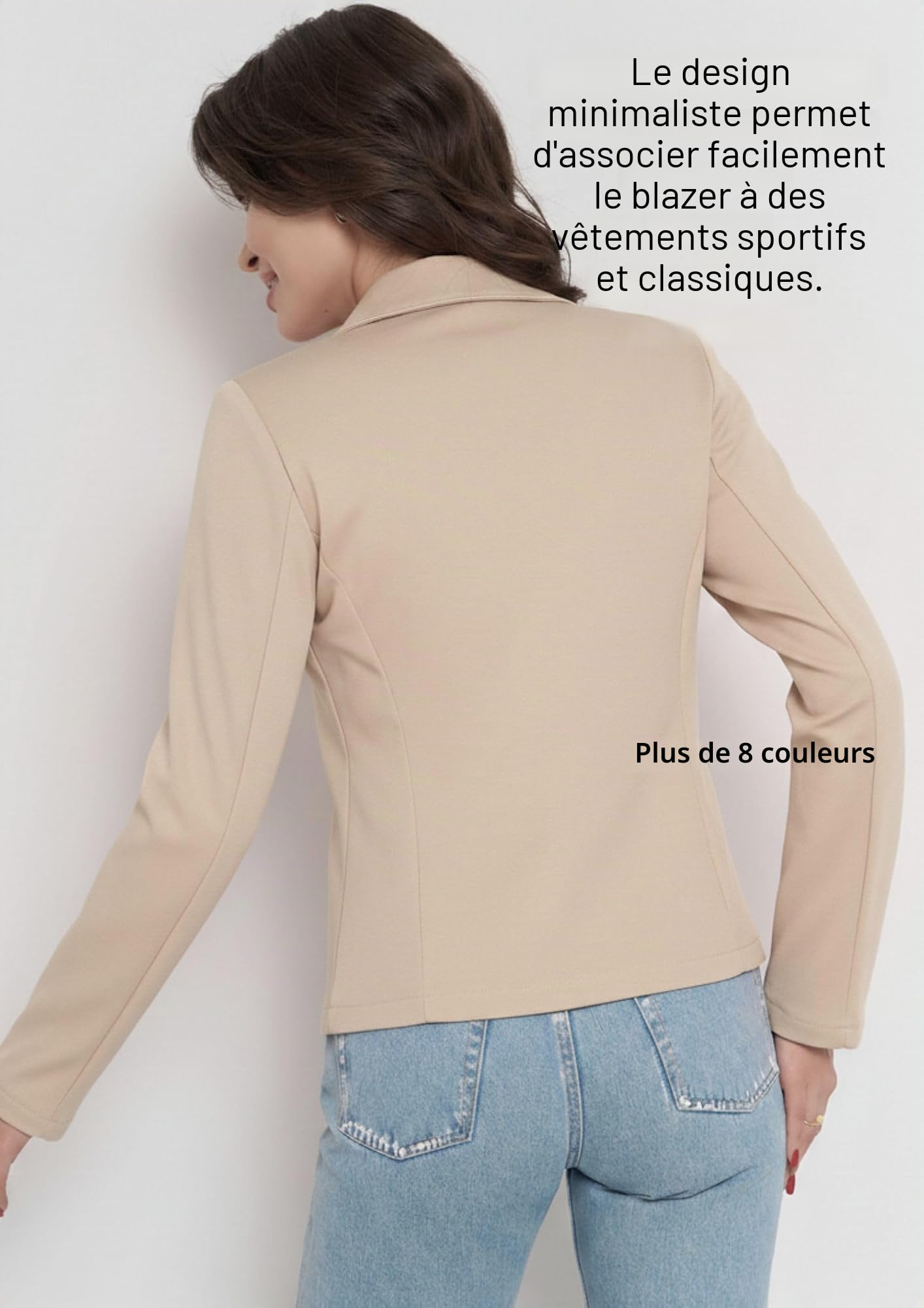 Blazer Femme Élégant Semi-Ajusté sans Poches Veste Femme Chic et Élégant pour Tailleur Ensemble Pantalon Vêtement Femme Décontracté et de Bureau Blazer Femme Courte