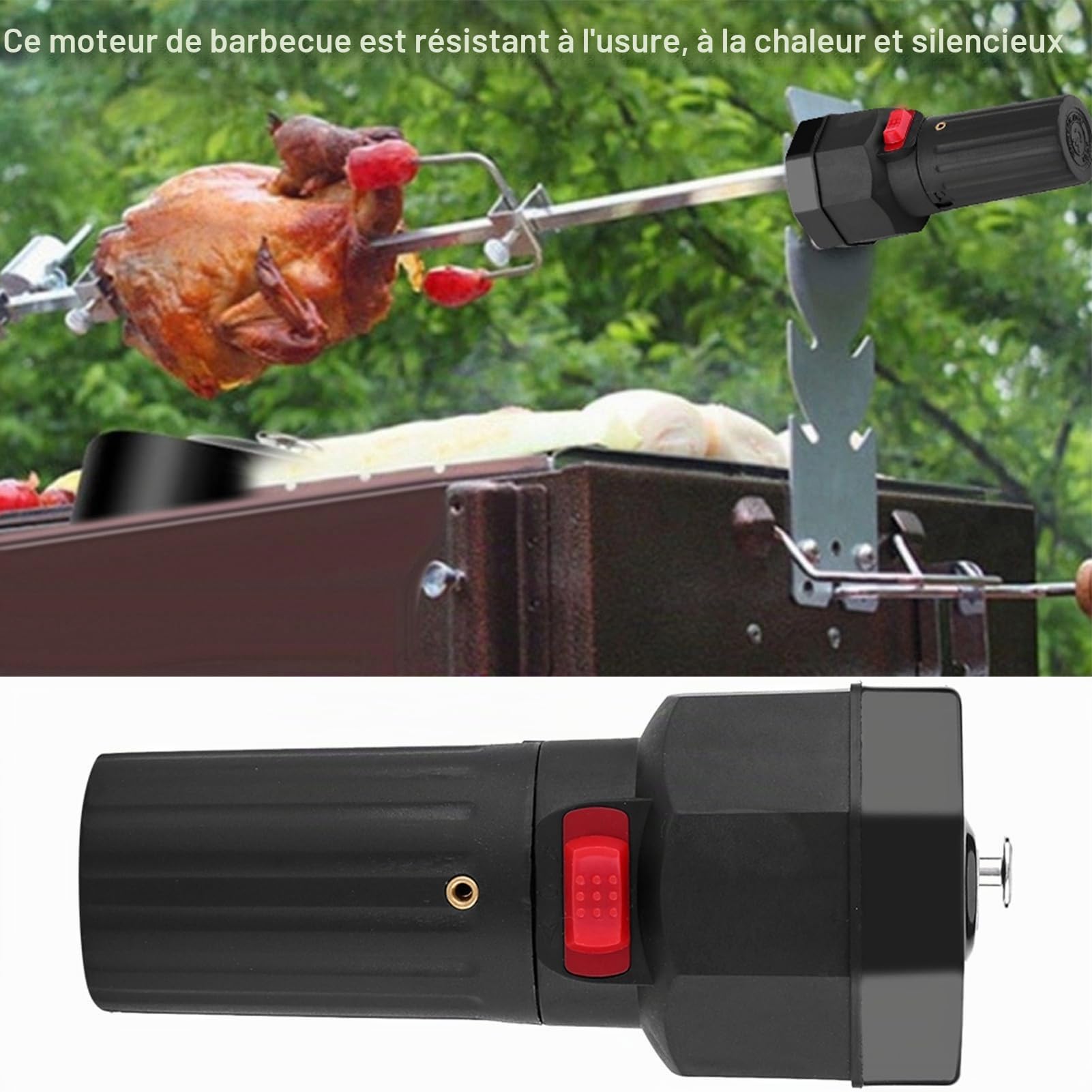 Estink Moteur de Rôtissoire, Moteur de Tourne-Broche Électrique 1,5V - Vitesse Sortie 3~3,5 tr/min - Compact et Résistant à la Chaleur pour Barbecue - FD601A‑1